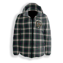 ScotsTee Shop Scottish Blair Dress Modern Crest Tartan Down Jacket Winter White Duck Down Plaid