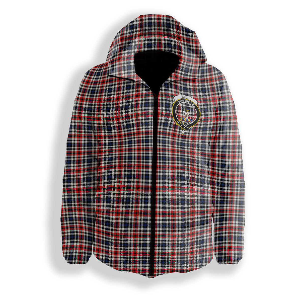ScotsTee Shop Scottish Bell Border (Bell Southern Bell) Modern Crest Tartan Down Jacket Winter White Duck Down Plaid
