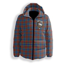 ScotsTee Shop Scottish Bethune Crest Tartan Down Jacket Winter White Duck Down Plaid