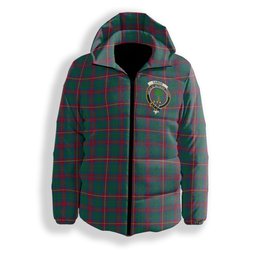 ScotsTee Shop Scottish Cairns of Finavon Ancient Crest Tartan Down Jacket Winter White Duck Down Plaid