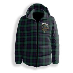 ScotsTee Shop Scottish Blair Modern Crest Tartan Down Jacket Winter White Duck Down Plaid