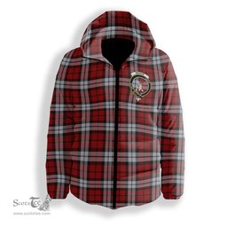ScotsTee Shop Scottish Brodie Dress Crest Tartan Down Jacket Winter White Duck Down Plaid