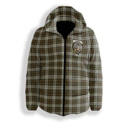 ScotsTee Shop Scottish Burns Battalion Crest Tartan Down Jacket Winter White Duck Down Plaid