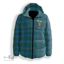 ScotsTee Shop Scottish Burns of California Ancient Crest Tartan Down Jacket Winter White Duck Down Plaid