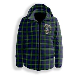 ScotsTee Shop Scottish Bannerman Crest Tartan Down Jacket Winter White Duck Down Plaid