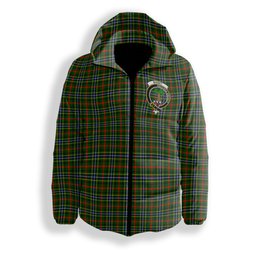 ScotsTee Shop Scottish Bisset SC Crest Tartan Down Jacket Winter White Duck Down Plaid