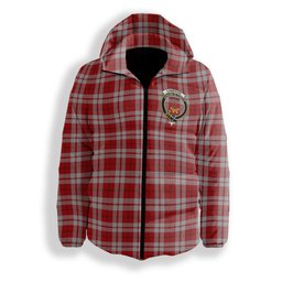 ScotsTee Shop Scottish Cameron Hose 2 Crest Tartan Down Jacket Winter White Duck Down Plaid