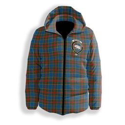 ScotsTee Shop Scottish Bethune Ancient Crest Tartan Down Jacket Winter White Duck Down Plaid