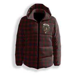ScotsTee Shop Scottish Donald of Glencoe Crest Tartan Down Jacket Winter White Duck Down Plaid