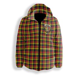 ScotsTee Shop Scottish Dewar Crest Tartan Down Jacket Winter White Duck Down Plaid