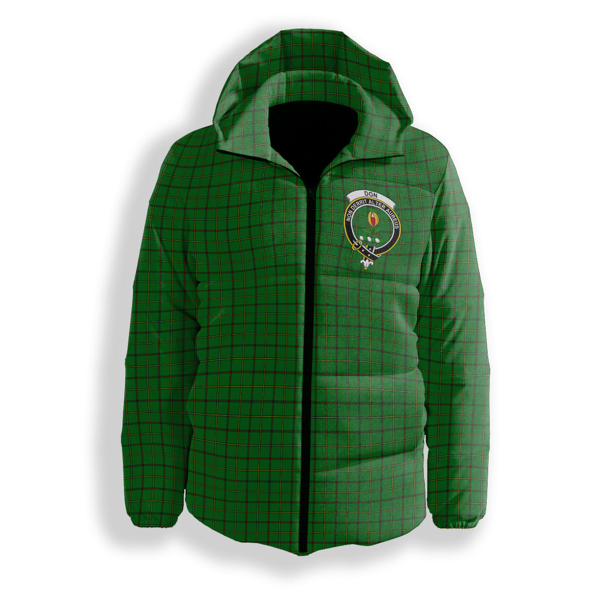ScotsTee Shop Scottish Don (Tribe-of-Mar) Crest Tartan Down Jacket Winter White Duck Down Plaid
