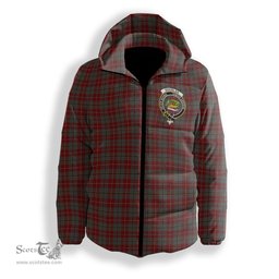 ScotsTee Shop Scottish Douglas Ancient Red Crest Tartan Down Jacket Winter White Duck Down Plaid