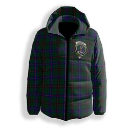 ScotsTee Shop Scottish Davidson Modern Crest Tartan Down Jacket Winter White Duck Down Plaid