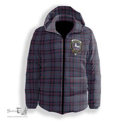 ScotsTee Shop Scottish Cochrane Azure Crest Tartan Down Jacket Winter White Duck Down Plaid