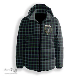 ScotsTee Shop Scottish Clark Raymond Gordon Crest Tartan Down Jacket Winter White Duck Down Plaid