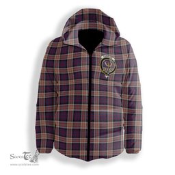 ScotsTee Shop Scottish Carnegie 2 Crest Tartan Down Jacket Winter White Duck Down Plaid