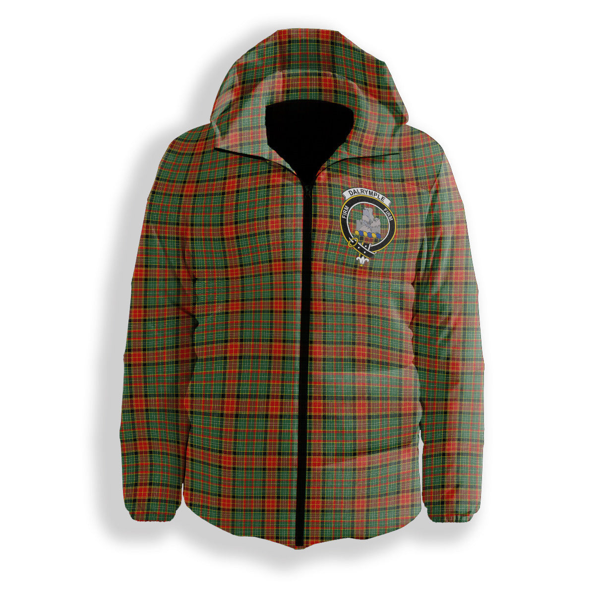 ScotsTee Shop Scottish Dalrymple of Castleton #2 Modern Crest Tartan Down Jacket Winter White Duck Down Plaid
