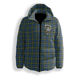 ScotsTee Shop Scottish Dalrymple M of Oxenfoord Crest Tartan Down Jacket Winter White Duck Down Plaid
