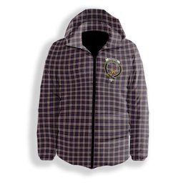 ScotsTee Shop Scottish Cameron of Erracht Dress Crest Tartan Down Jacket Winter White Duck Down Plaid