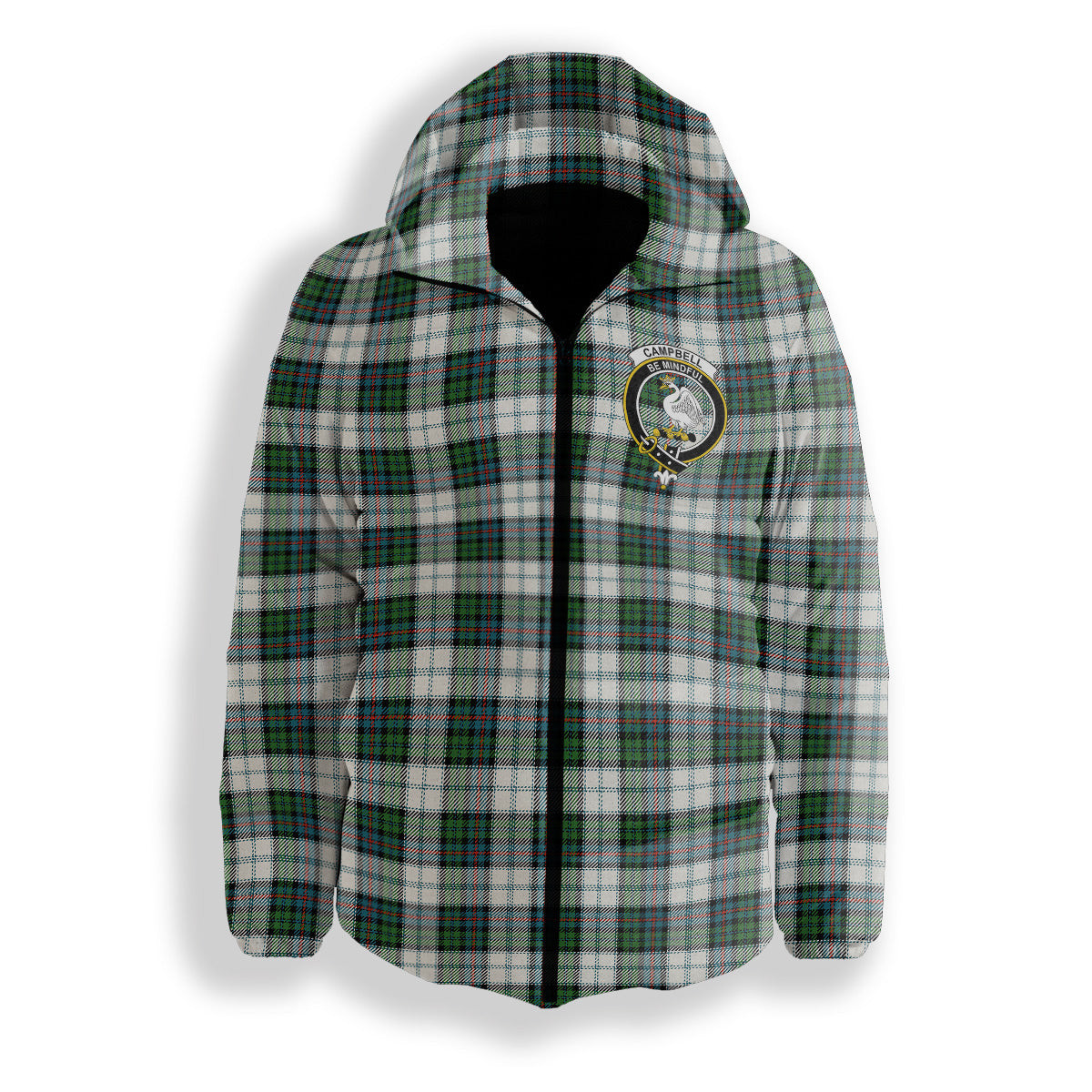 ScotsTee Shop Scottish Campbell of Cawdor Dress Ancient Crest Tartan Down Jacket Winter White Duck Down Plaid