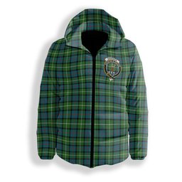 ScotsTee Shop Scottish Davidson of Tulloch Ancient Crest Tartan Down Jacket Winter White Duck Down Plaid