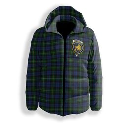 ScotsTee Shop Scottish Campbell of Loudoun Crest Tartan Down Jacket Winter White Duck Down Plaid