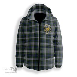 ScotsTee Shop Scottish Campbell of Lochnell Dress Crest Tartan Down Jacket Winter White Duck Down Plaid