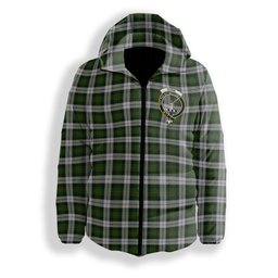 ScotsTee Shop Scottish Gunn Mrs Jane of Kirkhill House Wick Crest Tartan Down Jacket Winter White Duck Down Plaid