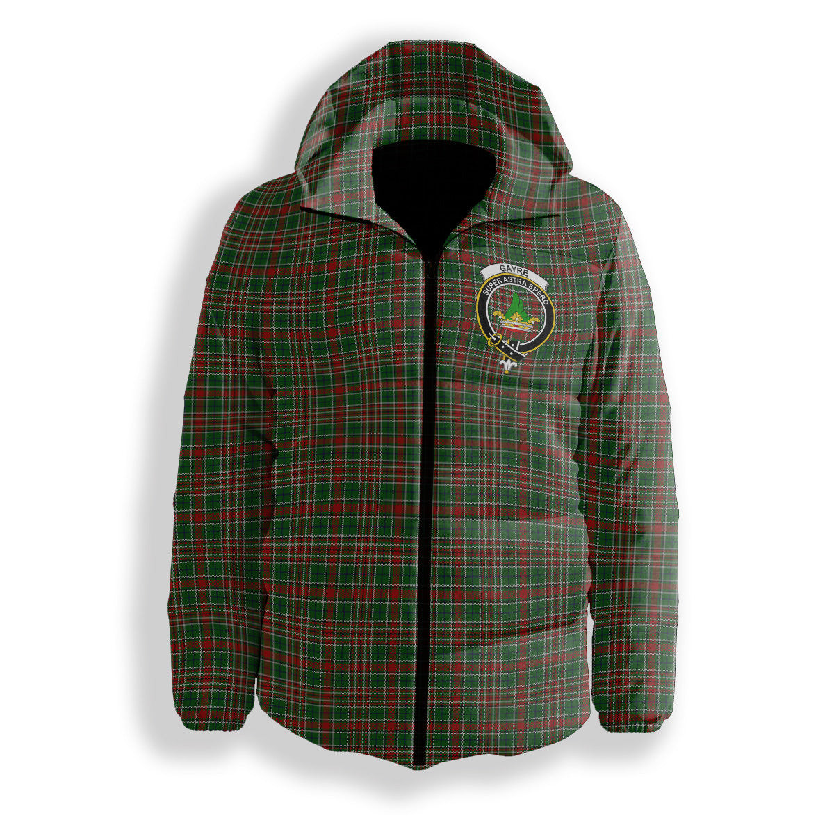 ScotsTee Shop Scottish Gayre Bodyguard 2 Crest Tartan Down Jacket Winter White Duck Down Plaid