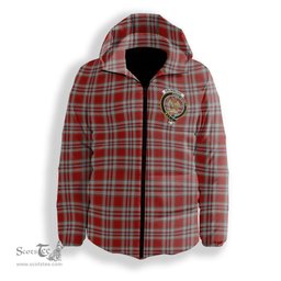 ScotsTee Shop Scottish Drummond of Perth Dress 3 Crest Tartan Down Jacket Winter White Duck Down Plaid