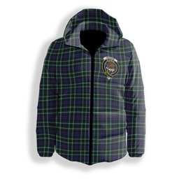 ScotsTee Shop Scottish Graham of Montrose Modern Crest Tartan Down Jacket Winter White Duck Down Plaid