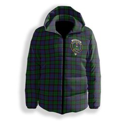 ScotsTee Shop Scottish Ferguson of Balquhidder Crest Tartan Down Jacket Winter White Duck Down Plaid