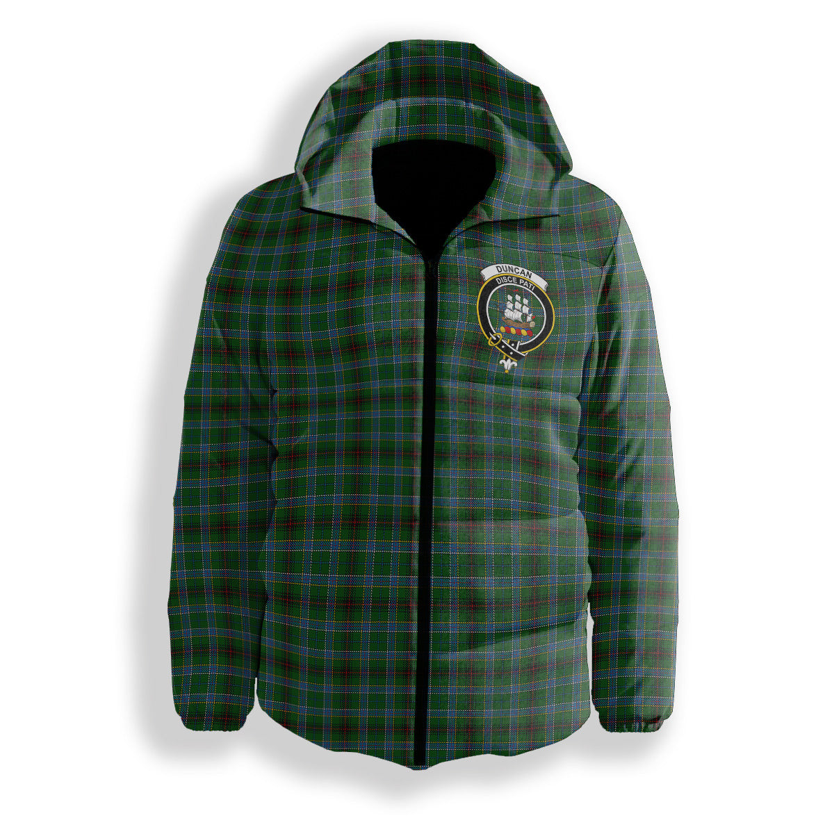 ScotsTee Shop Scottish Duncan of Sketraw Crest Tartan Down Jacket Winter White Duck Down Plaid