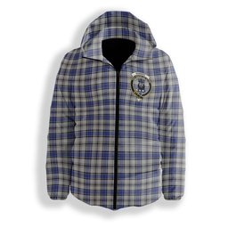 ScotsTee Shop Scottish Hannay Crest Tartan Down Jacket Winter White Duck Down Plaid