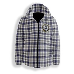 ScotsTee Shop Scottish Hannay Modern Crest Tartan Down Jacket Winter White Duck Down Plaid