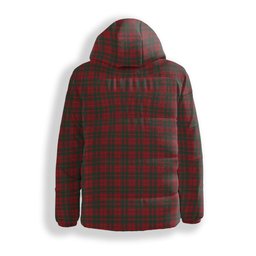 ScotsTee Shop Scottish Dundas Red Crest Tartan Down Jacket Winter White Duck Down Plaid