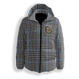 ScotsTee Shop Scottish Gladstone Crest Tartan Down Jacket Winter White Duck Down Plaid