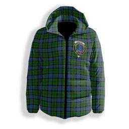 ScotsTee Shop Scottish Forsyth 1795 Crest Tartan Down Jacket Winter White Duck Down Plaid