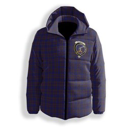 ScotsTee Shop Scottish Elliot Crest Tartan Down Jacket Winter White Duck Down Plaid