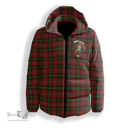 ScotsTee Shop Scottish Fullerton Crest Tartan Down Jacket Winter White Duck Down Plaid