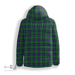 ScotsTee Shop Scottish Graham of Menteith Modern Crest Tartan Down Jacket Winter White Duck Down Plaid