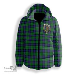 ScotsTee Shop Scottish Graham of Menteith Modern Crest Tartan Down Jacket Winter White Duck Down Plaid