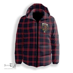 ScotsTee Shop Scottish Graham of Menteith Red Modern Crest Tartan Down Jacket Winter White Duck Down Plaid