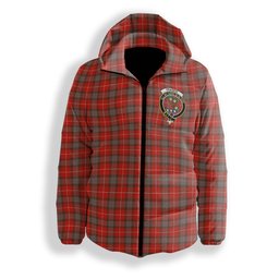 ScotsTee Shop Scottish Fraser Weathered Crest Tartan Down Jacket Winter White Duck Down Plaid