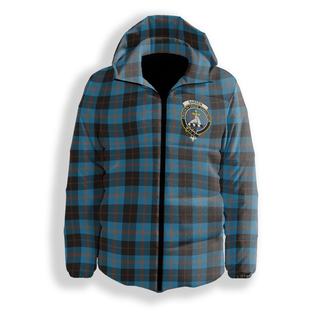 ScotsTee Shop Scottish Garden Crest Tartan Down Jacket Winter White Duck Down Plaid