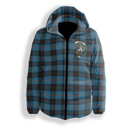 ScotsTee Shop Scottish Garden Crest Tartan Down Jacket Winter White Duck Down Plaid