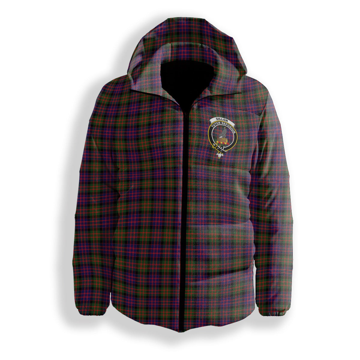 ScotsTee Shop Scottish Gillon Crest Tartan Down Jacket Winter White Duck Down Plaid