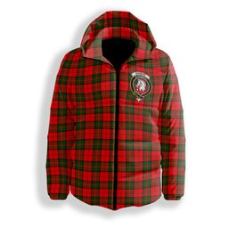 ScotsTee Shop Scottish Dunbar Modern Crest Tartan Down Jacket Winter White Duck Down Plaid
