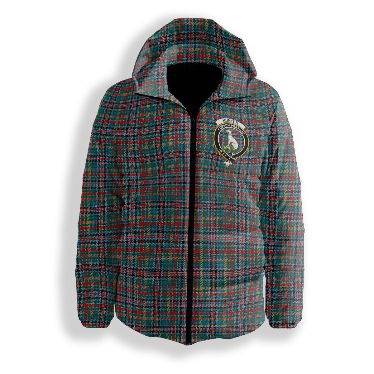 ScotsTee Shop Scottish Hunter Old Modern Crest Tartan Down Jacket Winter White Duck Down Plaid