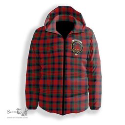 ScotsTee Shop Scottish MacDuff Modern Crest Tartan Down Jacket Winter White Duck Down Plaid